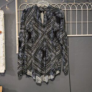 Size S Free People Black Patterned Blouse